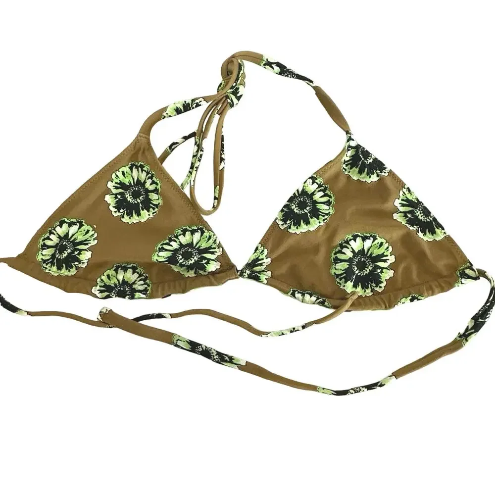 Aerie women’s swim bikini top reversible stripes and flowers floral size‎ small - Picture 3 of 7